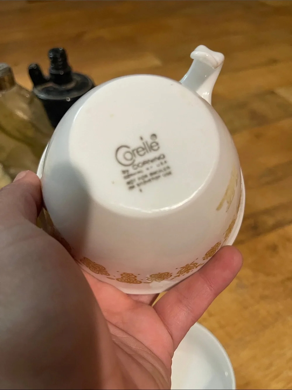 Vintage White and Gold Floral Ceramic Creamer - Unbranded